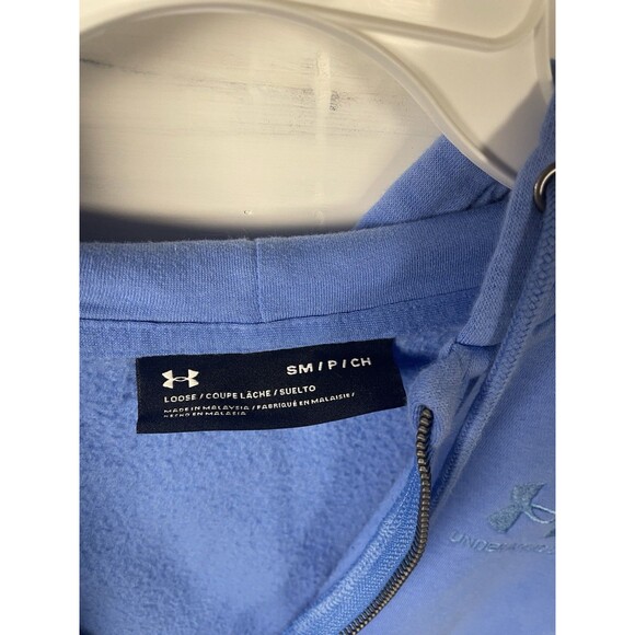 Under Armour Women’s Cropped Full Zip Hoodie Blue Size S Loose Fit - Picture 4 of 5